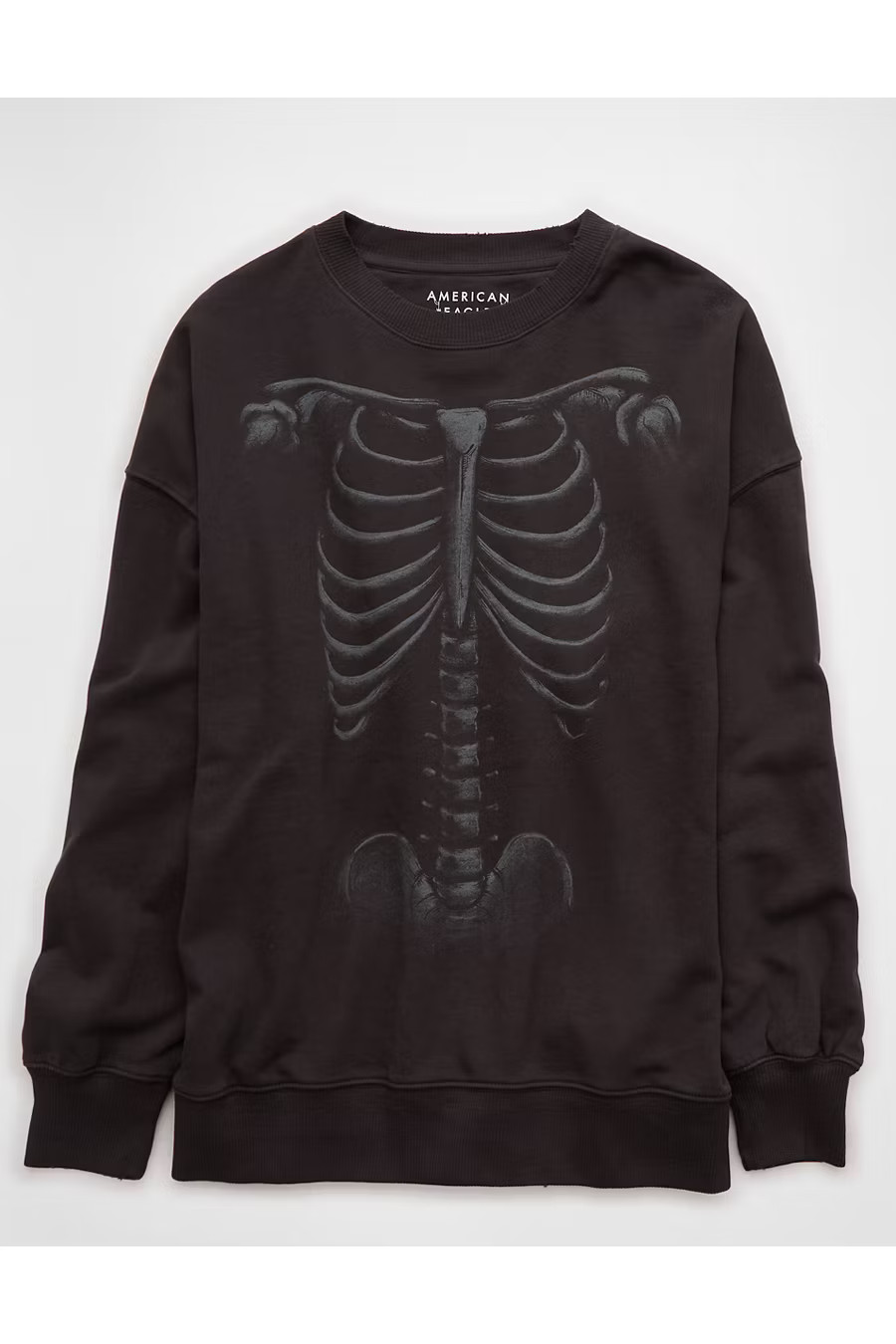 AE Halloween Oversized Graphic Crew Neck Sweatshirt Women's Black XL | American Eagle Outfitters (US & CA)