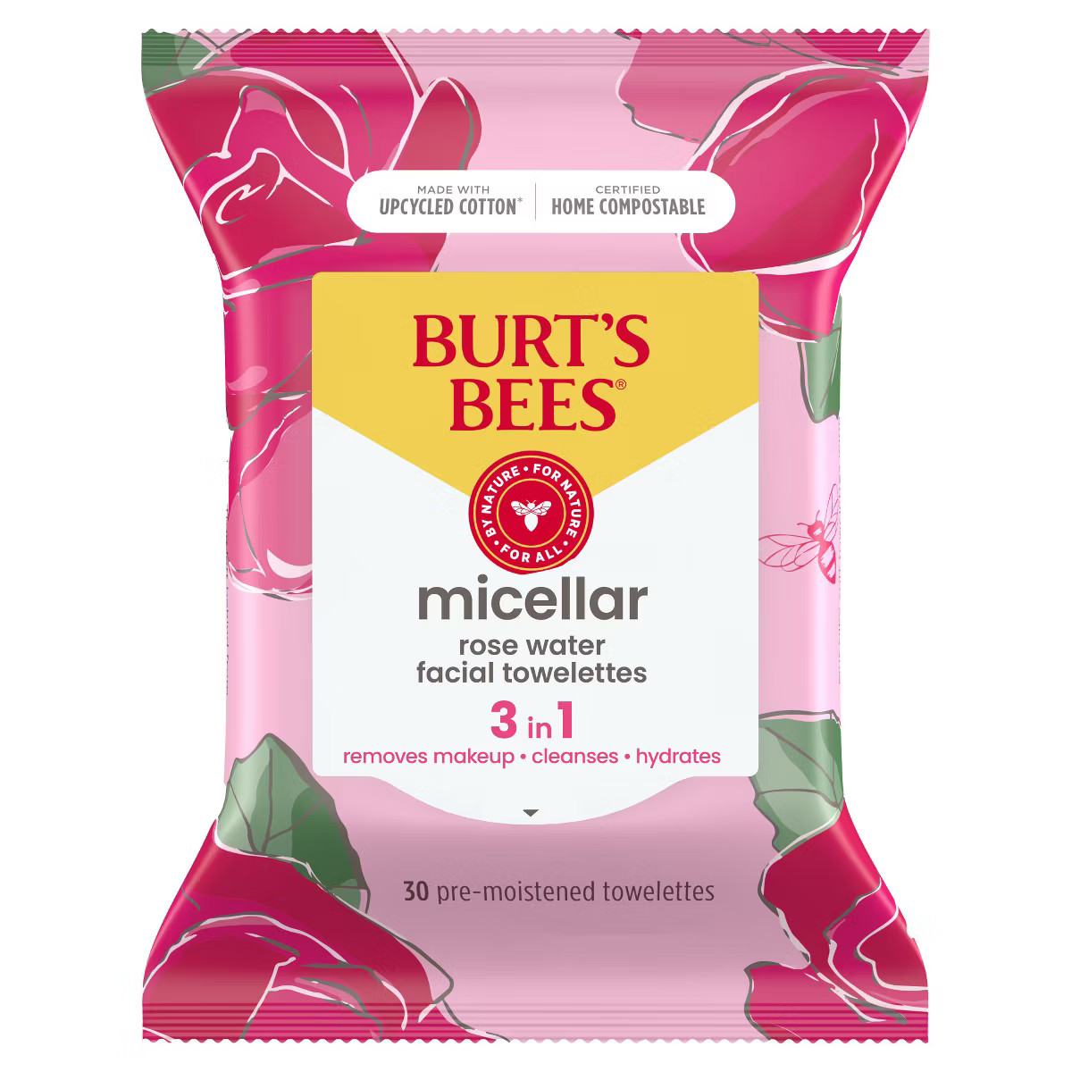 Burt's Bees Facial Cleansing Towelettes Micellar Rose Makeup Removing - Unscented - 30ct | Target