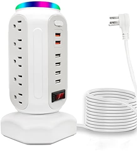 Amazon.com: Power Strip Tower 15 Outlets 6 USB Ports, Surge Protector with Colorful led Light & U... | Amazon (US)