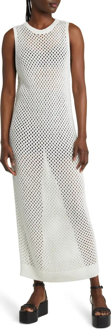 Open Stitch Sleeveless Cotton Blend Sweater Dress | Nordstrom