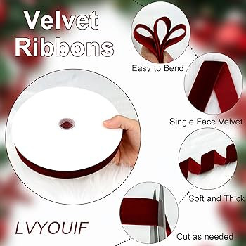 1 Inch Velvet Ribbon 30 Yards LVYOUIF Single Side Flocked Christmas Ribbon Roll for Gift Wrapping... | Amazon (US)