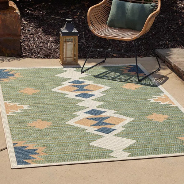 Lauryn Machine Woven Green Indoor/Outdoor Rug | Wayfair North America