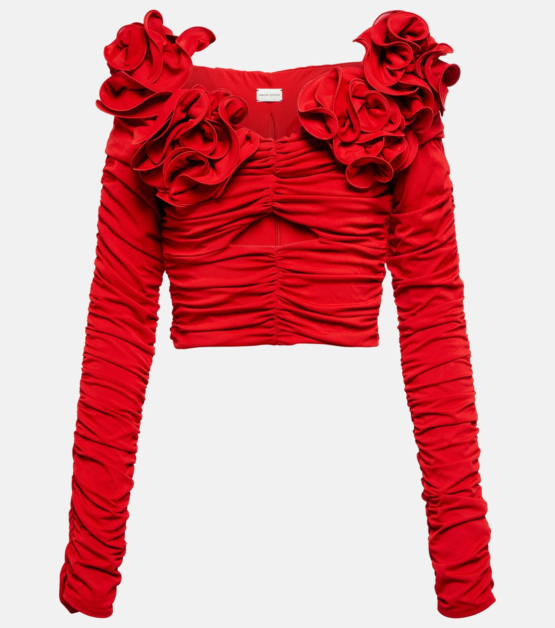 Floral appliquéd ruched crop top | Mytheresa (INTL)