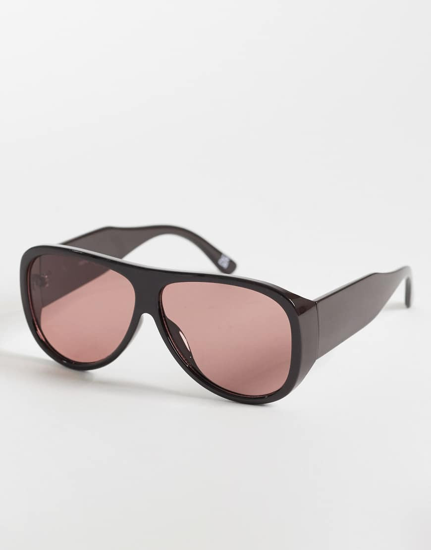 ASOS DESIGN oversized aviator sunglasses in brown | ASOS (Global)