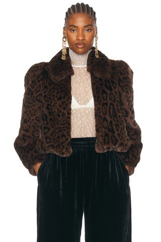 Chloe Cropped Bomber Jacket in Brown | FWRD 