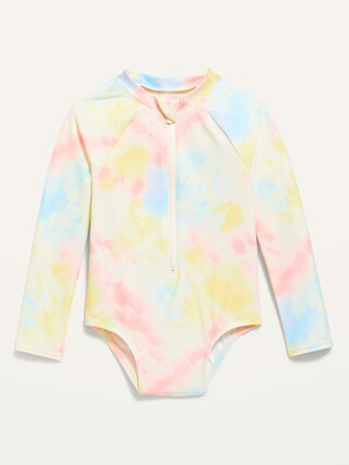 Printed Long-Sleeve Zip Rashguard for Toddler Girls | Old Navy (CA)