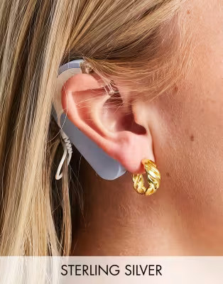 ASOS DESIGN sterling silver with gold plate hoop earrings in vintage style twist design | ASOS (Global)