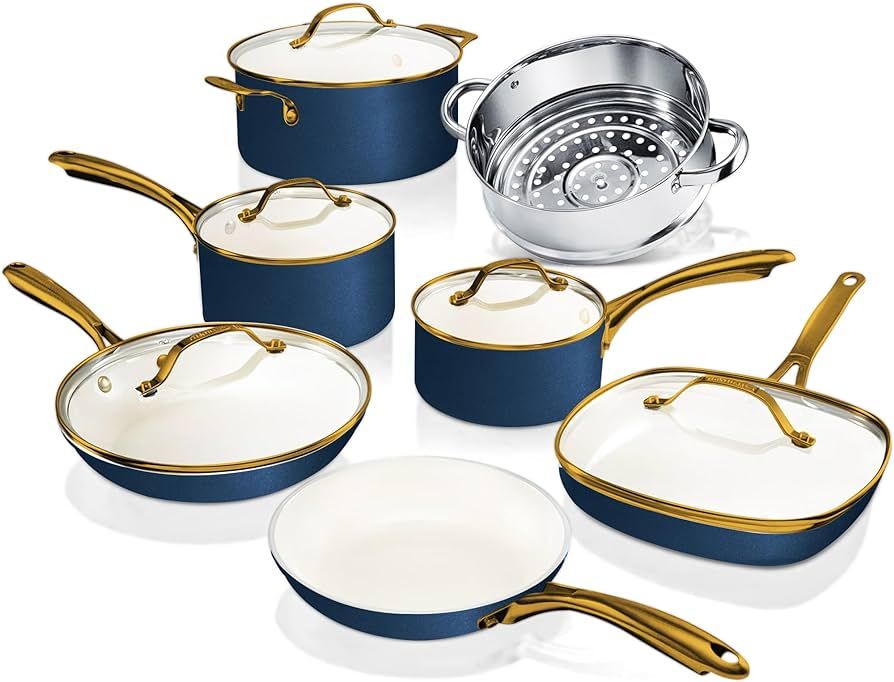 Gotham Steel 12 Pc Ceramic Pots and Pans Set Non Stick, Kitchen Cookware Sets, Pot and Pan Set, C... | Amazon (US)
