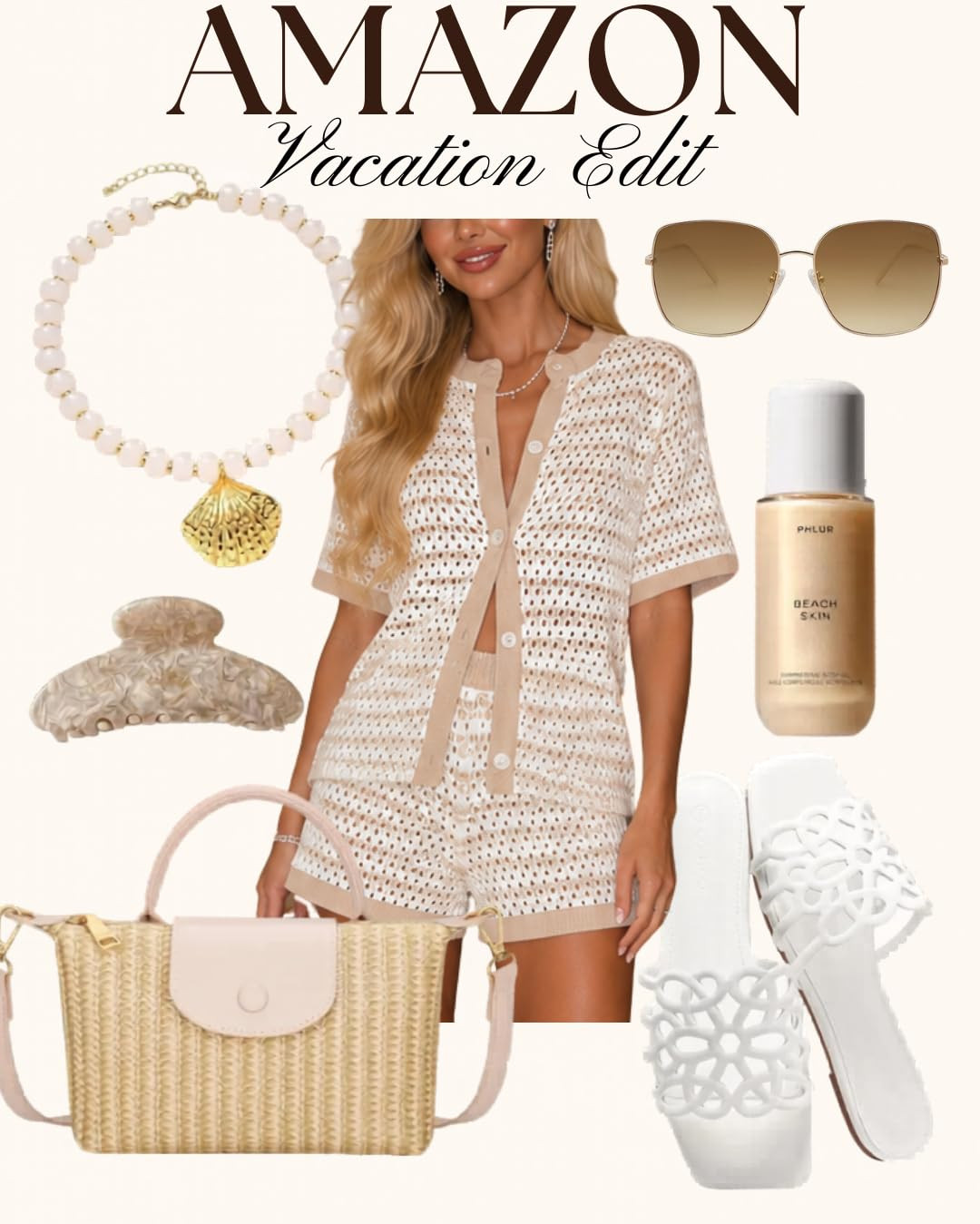 Vacation Outfit Inspo for Your Next Coastal Getaway ✨
Dreaming of a chic beach vacation wardrobe? This neutral crochet lounge set paired with woven accessories and white sandals is the ultimate effortless luxury look for summer travel, resort vacations, brunch dates, and tropical escapes. Soft beige tones, beachy textures, and elevated accessories create the perfect feminine vacation aesthetic that feels both relaxed and stylish. Save this outfit inspo for your next Europe trip, resort stay, or summer getaway.
#vacationoutfit #resortwear #summerstyle #beachoutfit #coastalstyle #neutralfashion #vacationfashion #europeansummer #beachyvibes #summerfashion #traveloutfit #resortstyle #fashioninspo #ootd #beachvacation #luxurystyle #minimalstyle #summeroutfit #amazonfashion #coastalgirl #beigeaesthetic #vacationvibes #pinterestfashion #outfitinspiration #summerwardrobe #springsummerstyle #affiliate #ad 

 