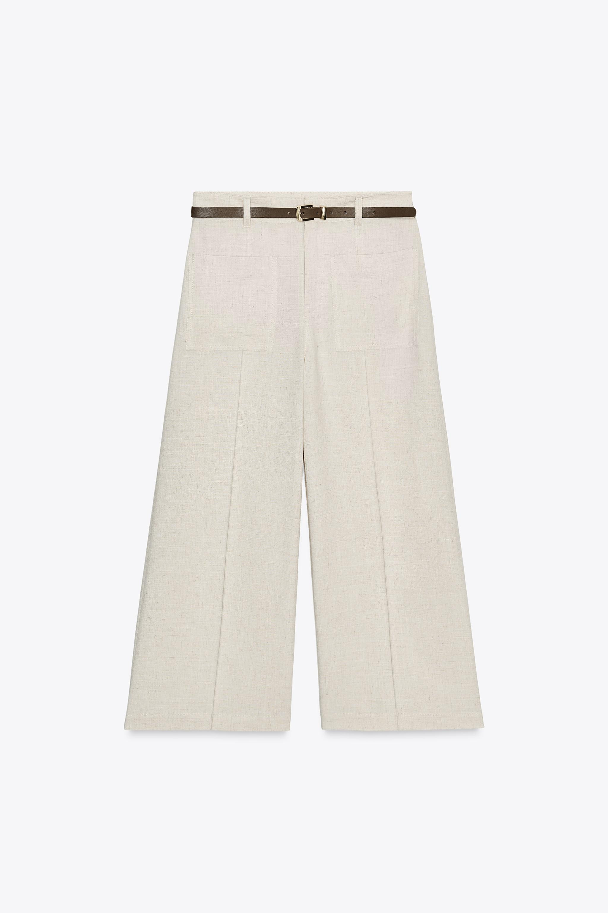 LINEN BELTED CULOTTES | Zara US