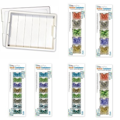 Bead Storage Solutions Plastic Stackable Organizer Tray Bundle with Lid and 39 Assorted Size Small and Medium Containers for Craft Supplies | Target