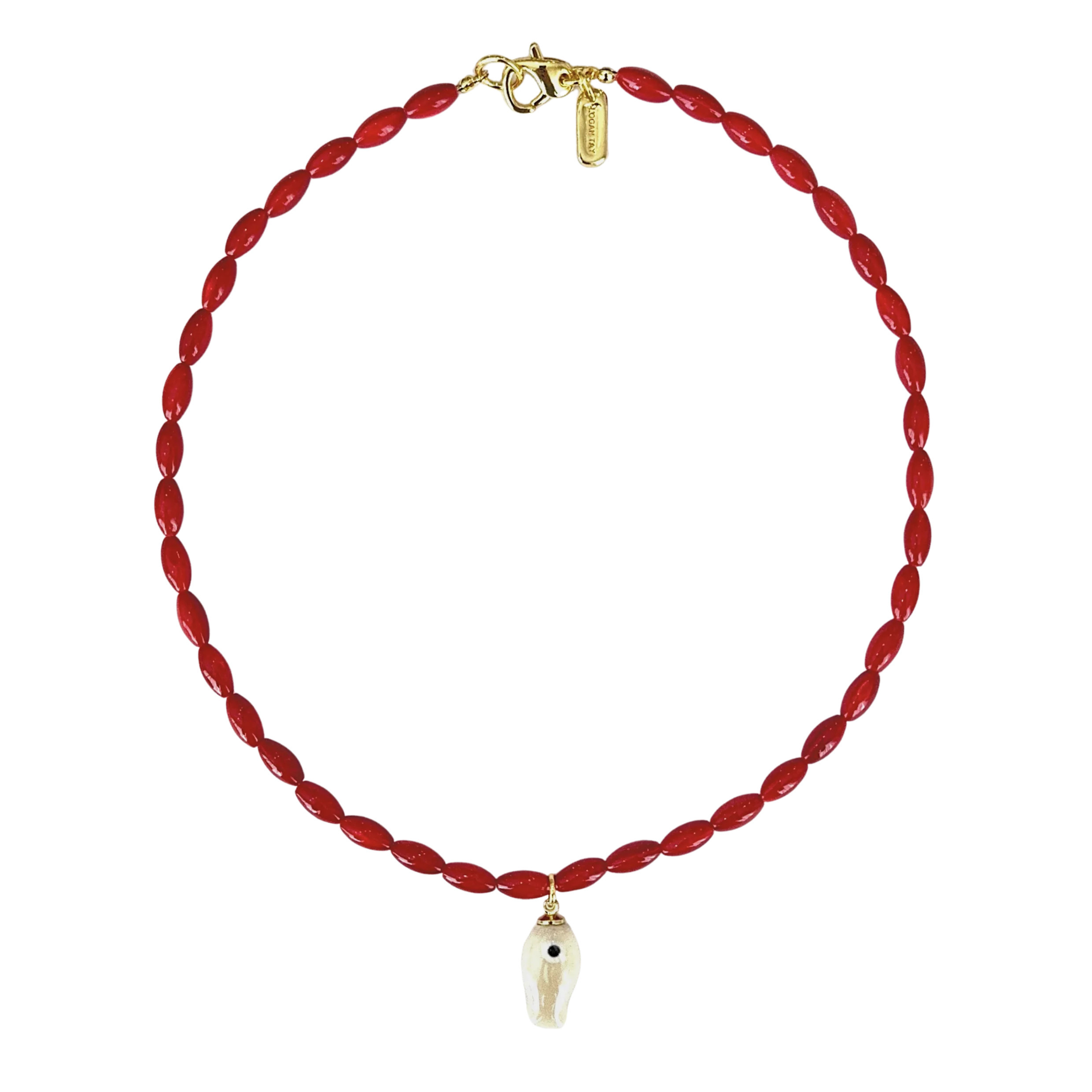 Red Beaded Fish Necklace | Logan Tay