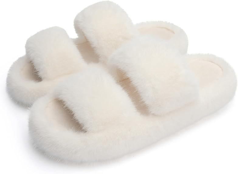 Chantomoo Women's Slippers Memory Foam Slippers for Women Fuzzy Comfy Faux Fur House Shoes Furry ... | Amazon (US)