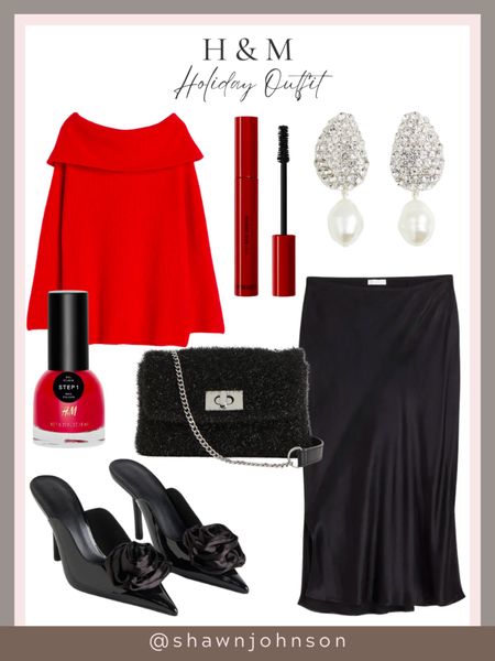 Elevate your holiday style with this chic H&M outfit inspiration featuring a red off-shoulder top, heels, and a slip skirt.  #HolidayOutfit #FashionInspo #FestiveStyle #RedOffShoulder #SlipSkirt #HolidayChic #HMFashion



#LTKHoliday #LTKstyletip #LTKshoecrush