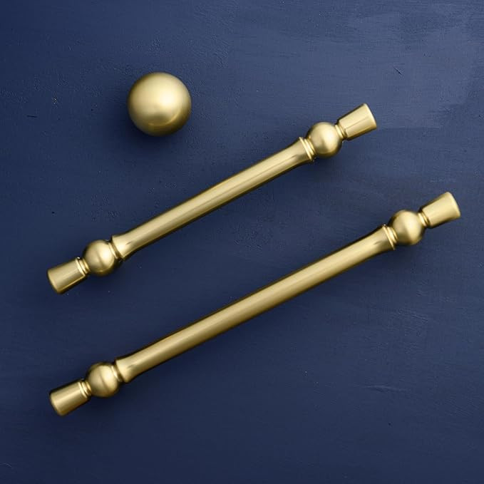 Set of 6 Timeless Brushed Gold Ball Cabinet Knobs, Traditional Brass Furniture Knobs | Amazon (US)