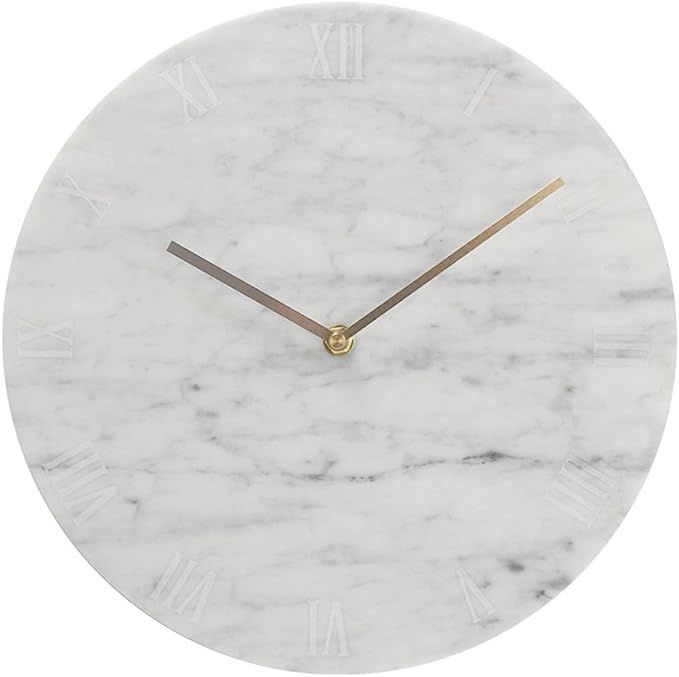 YOURNELO Natural Creative Marble Modern Simple Nordic Style Noiseless Wall Clock (White 1) | Amazon (US)