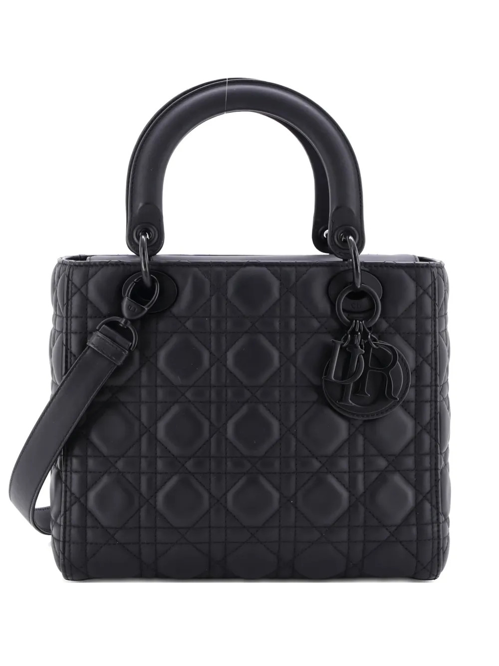 Borsa a tracolla Lady Dior media in pelle di vitello ultraopaca trapuntata con motivo Cannage | Farfetch Global