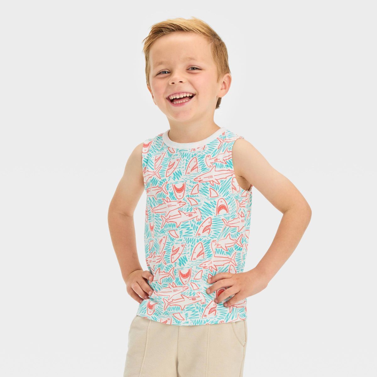 Toddler Boys' Sharks Printed Graphic T-Shirt - Cat & Jack™ White | Target
