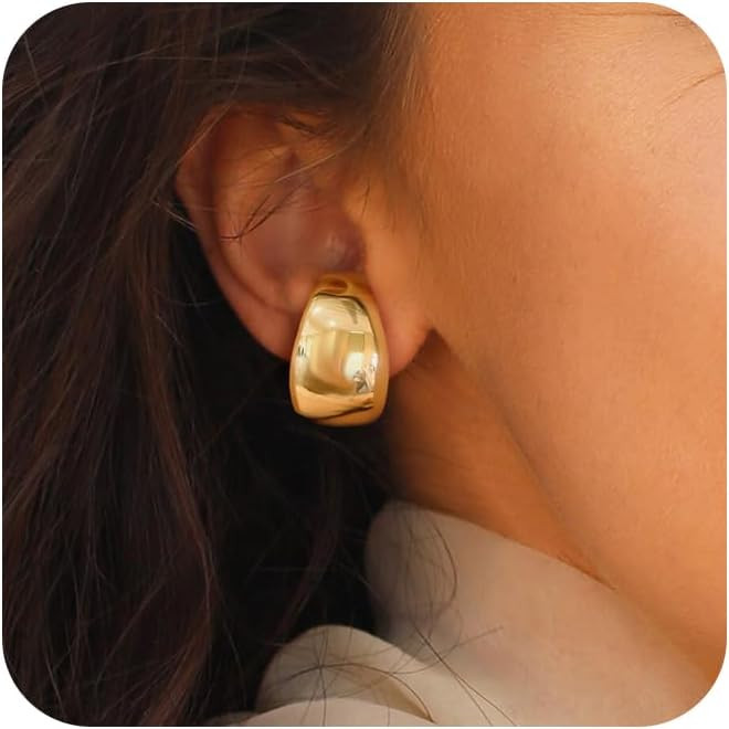 Ear Cuff Earrings for Women：Chunky Gold Hoop Earrings 14K Gold/Silver Plated Suspender Cuffs Hy... | Amazon (US)
