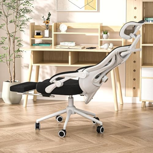 Ergonomic Office Chair with Footrest - Adjustable Lumbar Support & Headrest, 90-160° Reclining M... | Amazon (US)