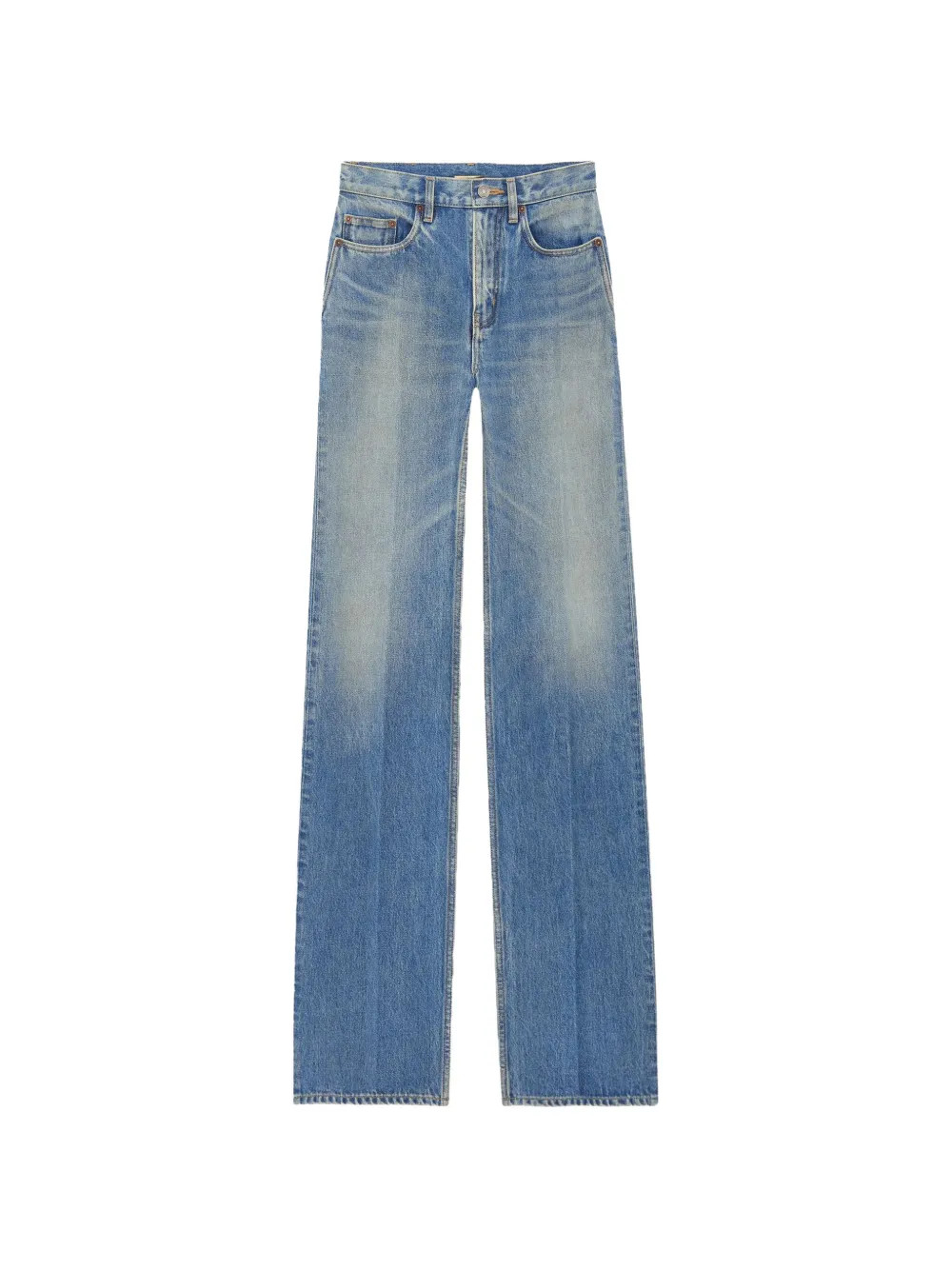 Saint Laurent logo-patch Whiskered Jeans | Blue | FARFETCH UK | Farfetch Global