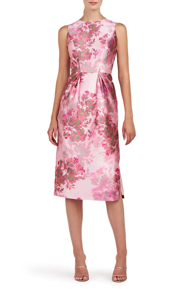 Adriana Floral Sleeveless Satin Sheath Dress | Nordstrom
