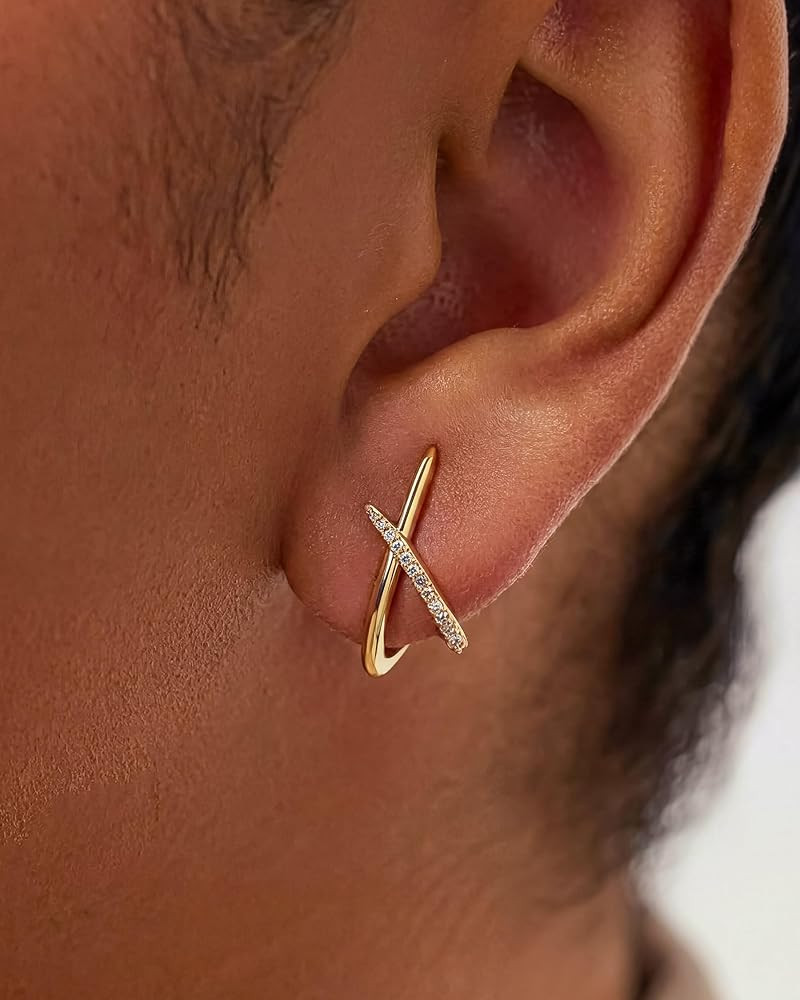 Gold Earrings for Women Trendy,14K Gold Stud Earrings Dainty Earrings Simple Minimalist Cubic Zir... | Amazon (US)