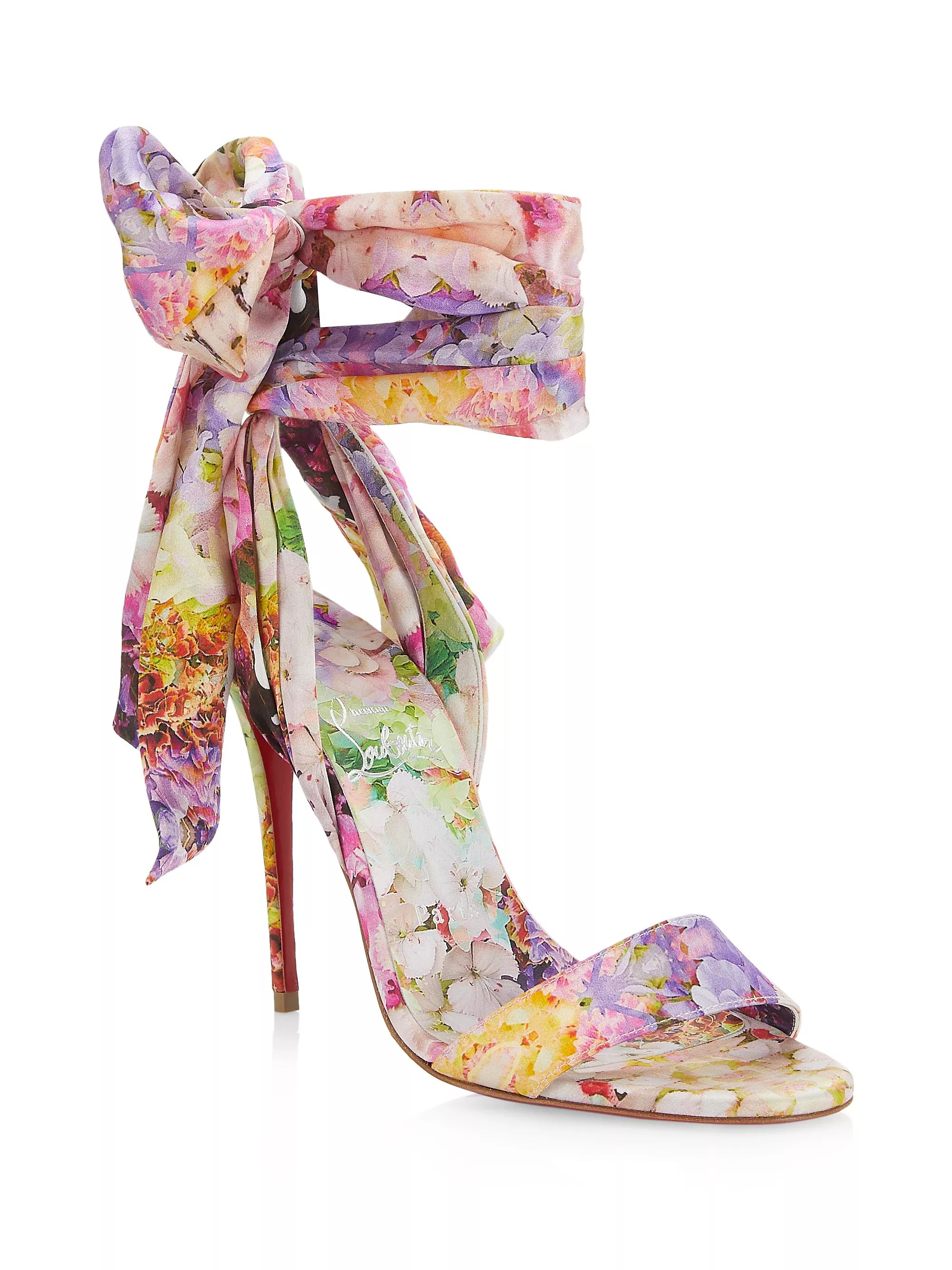 Sandale Du Desert 100MM Floral Silk Sandals | Saks Fifth Avenue
