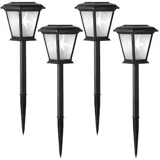 Solar 15 Lumens Black Outdoor LED Unique 3D Star Pattern Path Light (4-Pack); Weather/Water/Rust ... | The Home Depot