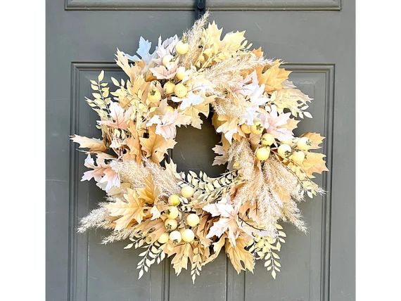 Neutral Boho Summer and Fall Front Door Wreath Pampas Grass - Etsy | Etsy (US)