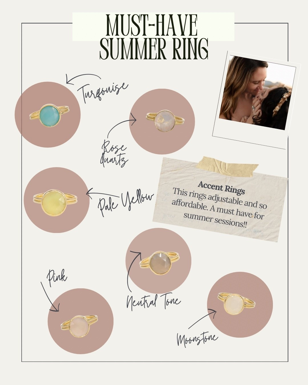Love this accent ring for summer. Gold plated, adjustable, affordable and comes in some great colors ✨