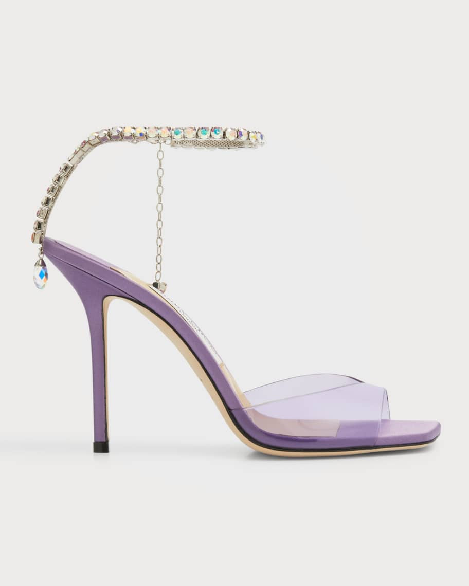Jimmy Choo Saeda Clear Crystal Ankle-Strap Sandals | Neiman Marcus