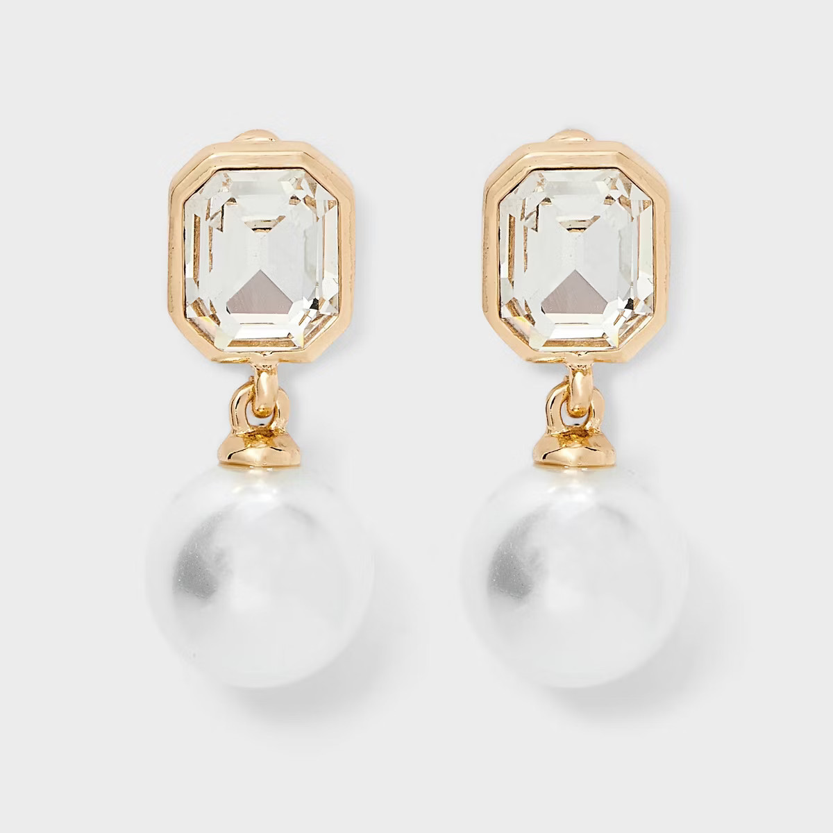 Classic Pearl Drop Earrings with Stone Post - A New Day™ Gold | Target