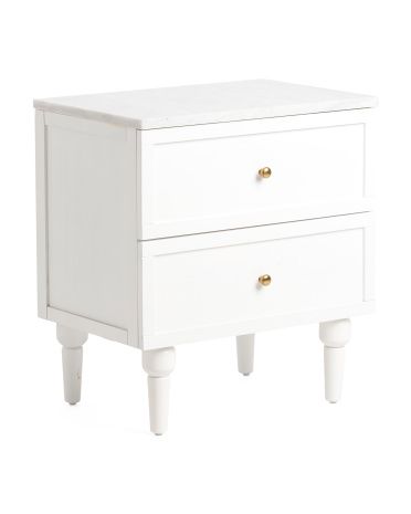 2 Drawer Marble Top Side Table | TJ Maxx