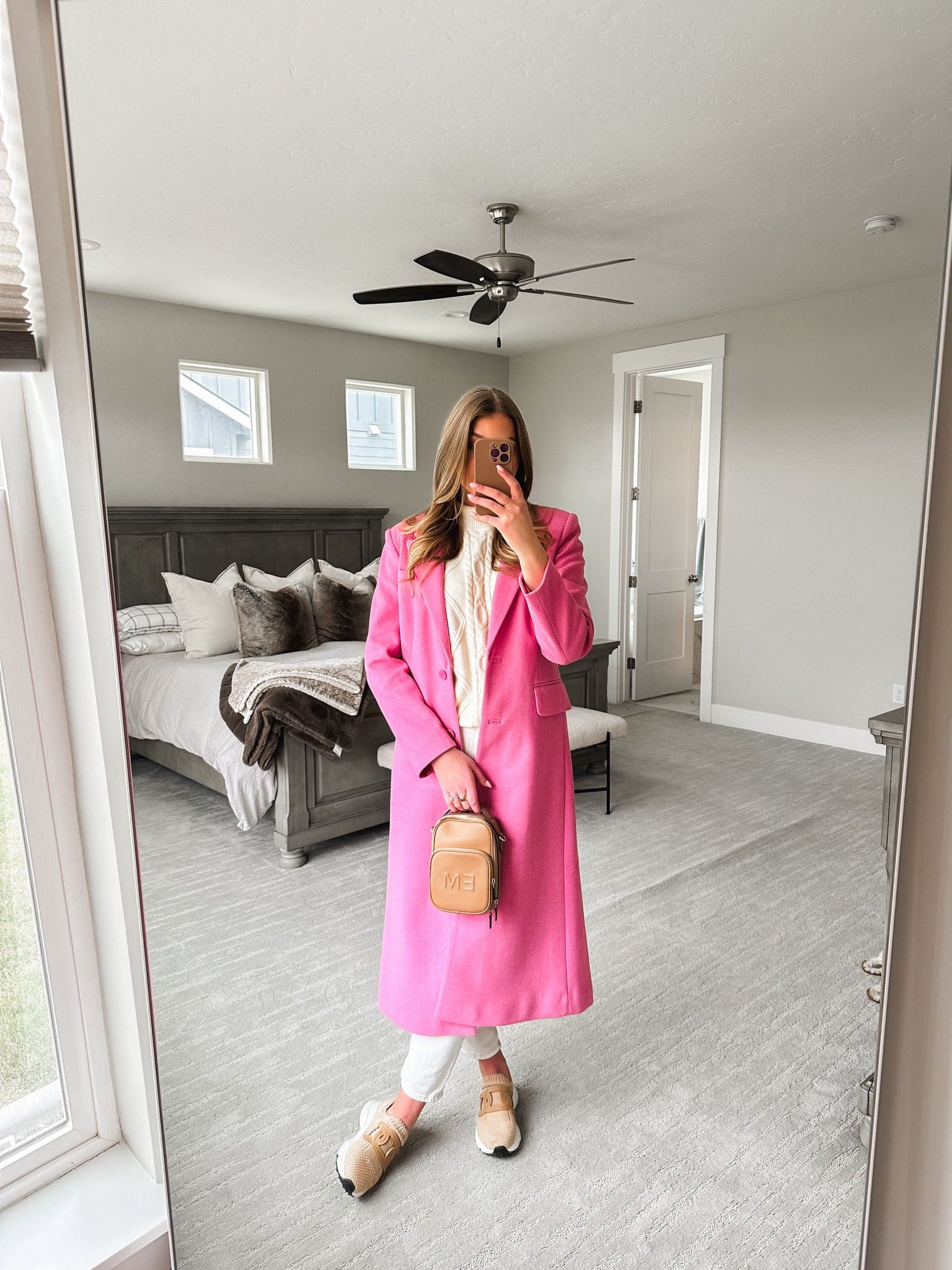 Long pink coat (size 8), all cream outfit idea, pop of color

#LTKSeasonal