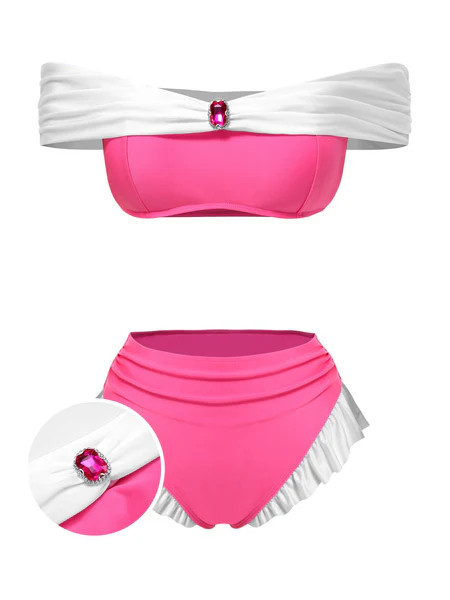 Peach Pink 1970s Jewelry Princess Bikini Set | Retro Stage