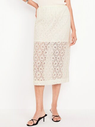 High-Waisted Lace Midi Skirt | Old Navy | Old Navy (US)