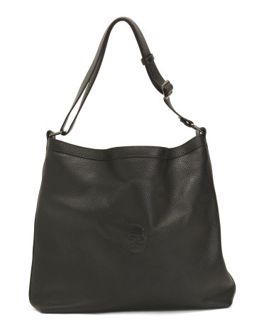 Made In Italy Leather Small Skull Embossed Hobo | TJ Maxx