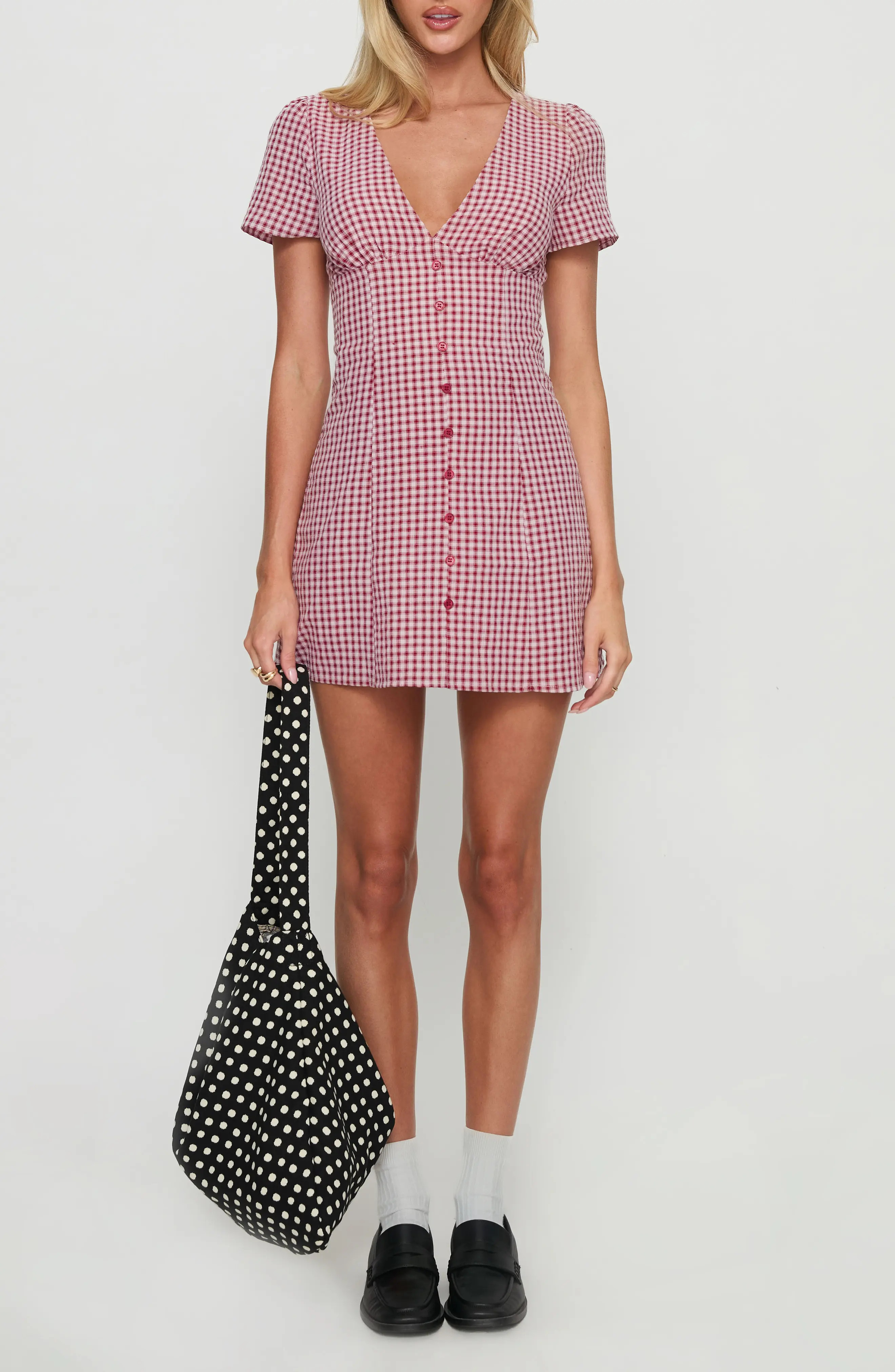 Princess Polly Loveliness Check Skirted Romper (Women) | Nordstrom | Nordstrom