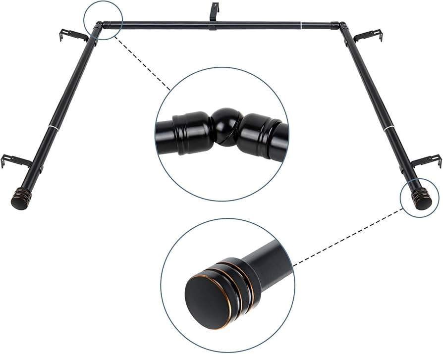 Bay Window Curtain Rods, HOTOZON 1 Inch Heavy Duty Curtain Rods for Bay Windows 36-72 Inch(Center... | Amazon (US)