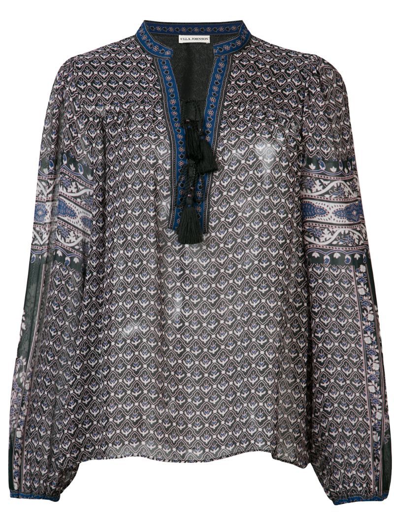 Ulla Johnson - printed long sleeve blouse - women - Silk - 0, Blue, Silk | FarFetch US