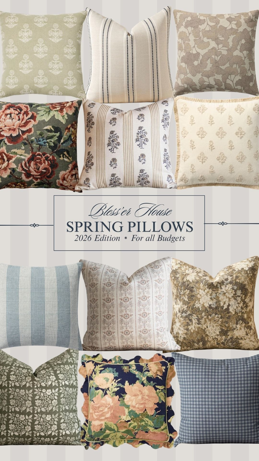 Spring pillows to add to your neutral base pillows! 


spring pillow, floral pillows, striped pillows, small print, patterned pillows 

 #LTKSeasonal