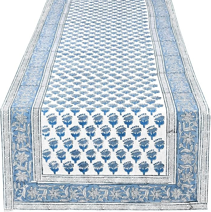 CPC Cotton Table Runner 16x90 Inch Block Printed Long Fall Table Runner for Dining Table, Card Ta... | Amazon (US)