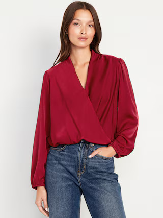 Wrap-Front Satin Top | Old Navy (US)