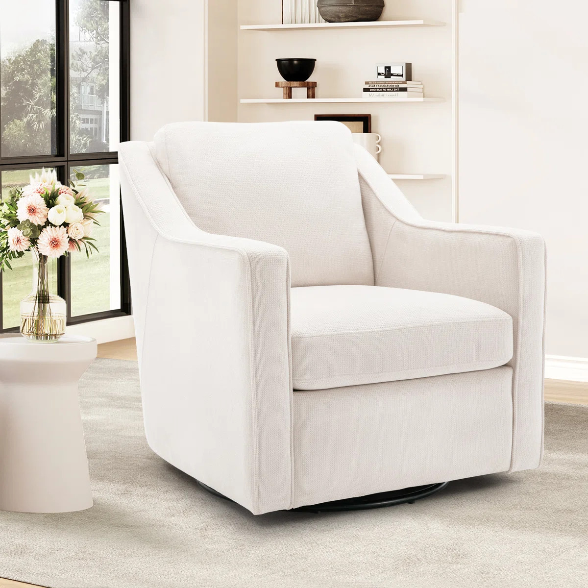 Charitini Big & Tall Removable Wide Swivel Accent Chair, Full Back Upholstered Fabric Lounge Chai... | Wayfair North America