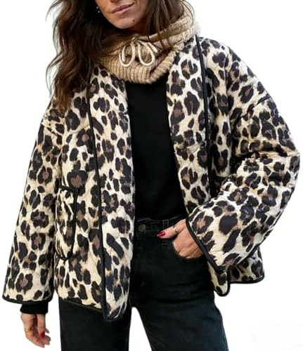 Womens Cropped Quilted Jacket Puffer Lightweight Floral Print Oversized Long Sleeve Packable Down... | Amazon (US)