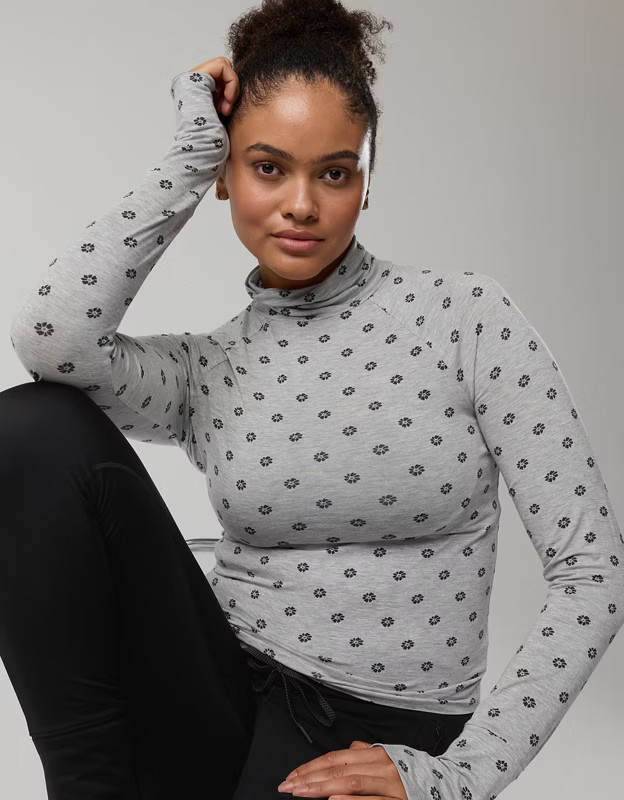 OFFLINE By Aerie Thumbs Up Long Sleeve Turtleneck Shirt | Aerie