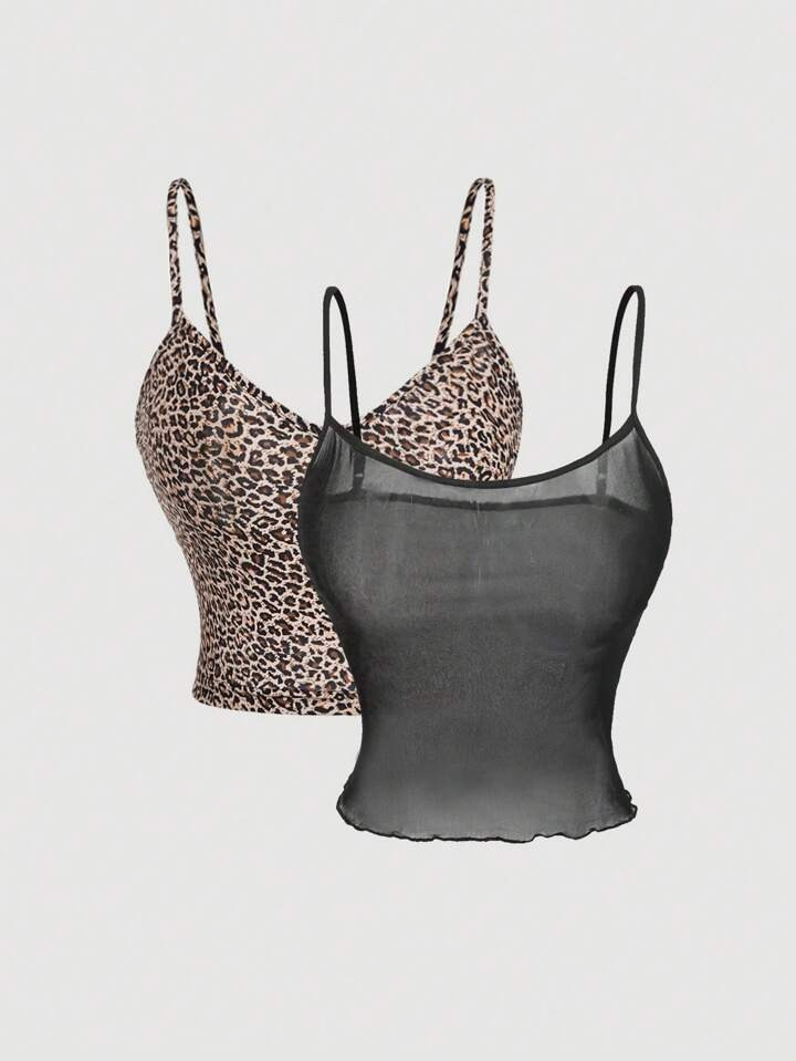 SHEIN MOD Women's Leopard Print Slim Camisole, Women Outfit,Cat Woman Costume,Leopard Costume,The... | SHEIN