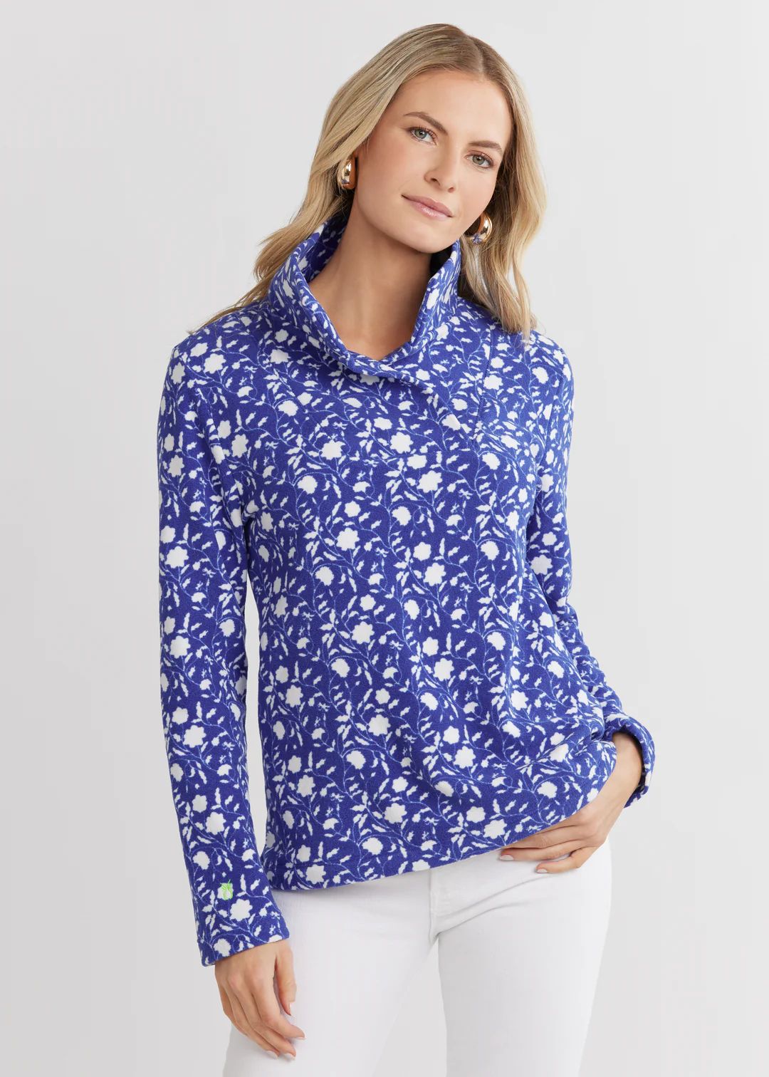 Sheffield Island Pullover in Terry Fleece (Blue Floral) | Dudley Stephens