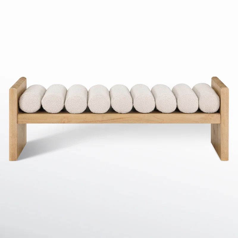 Boucle Fabric Wood Bench | Wayfair North America